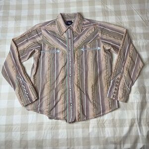 CRUEL GIRL Girls Long Sleeve Pinstripe Pearlsnap